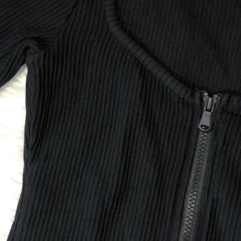 Good American Plus Size Dramatic Zip Ribbed Scoop Square NECK Black 3X NWT - Picture 6 of 12